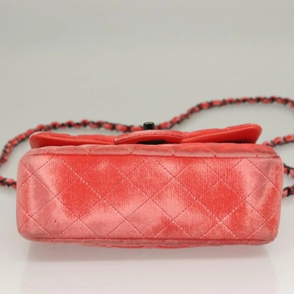 CHANEL Matelasse Chain Shoulder Bag Velor Pink CC Auth 129957 - Picture 7 of 16